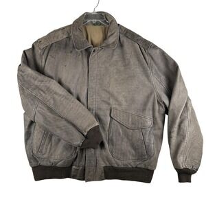 Vintage Hunt Club Leather Jacket Mens 54 Tall Brown Bomber Coat Big Tall 90s